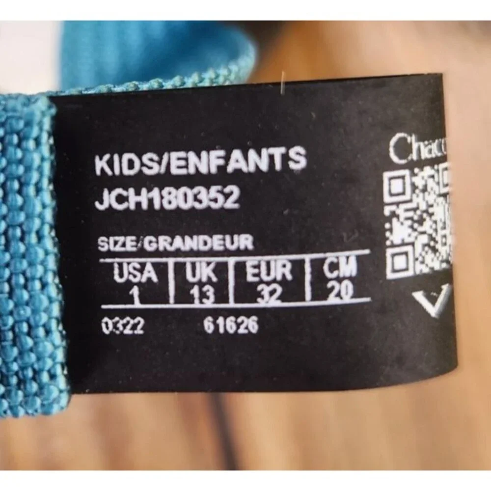 Chaco Z/1 Ecotread Kids 1M Clip Aqua Blue Hiking Beach Strappy Sandals JCH180352